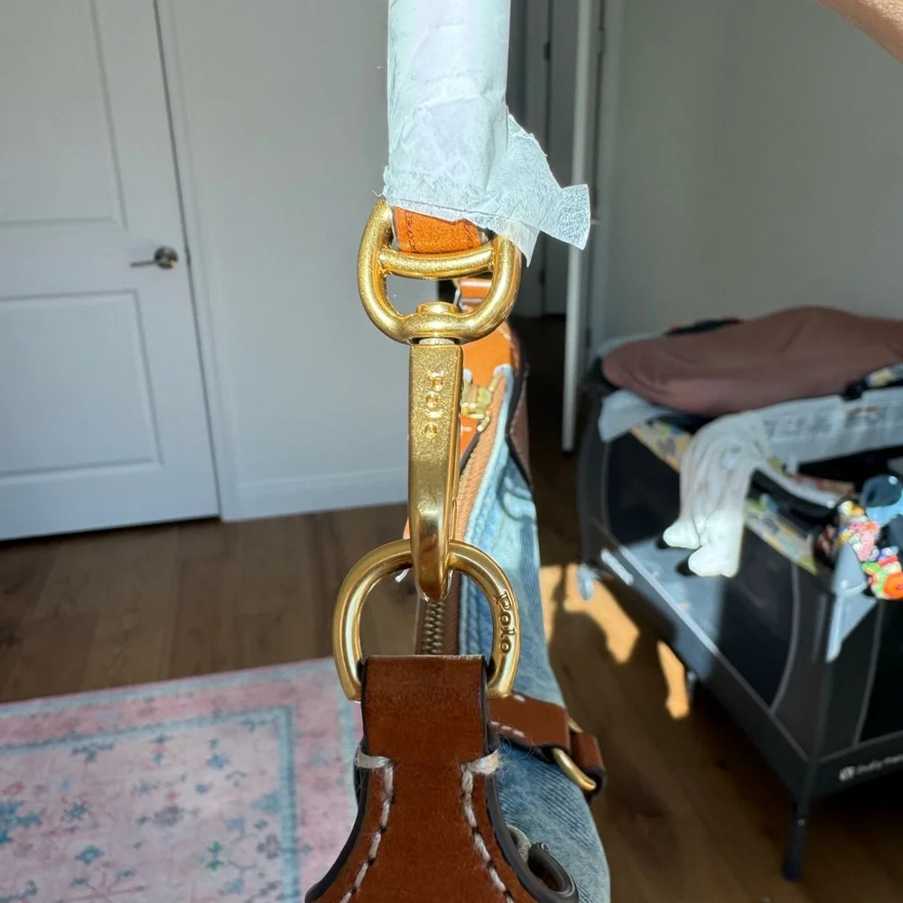 Ralph Lauren Polo ID Denim Crescent Shoulder Bag NWT - Picture 6 of 8